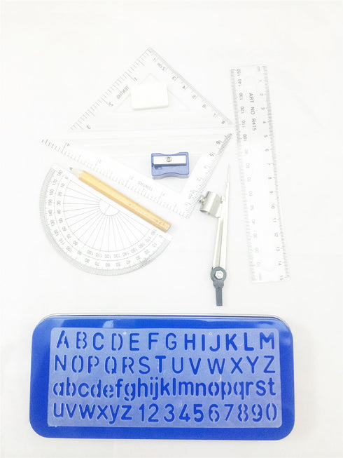 Geometry Compass Set - 10PCS Maths Kit in Tin Case 6822
