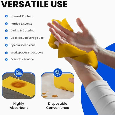 BULKY SOFT 2PLY 4 FOLD NAPKINS 40CM X 40CM 100/PK - YELLOW. 32078