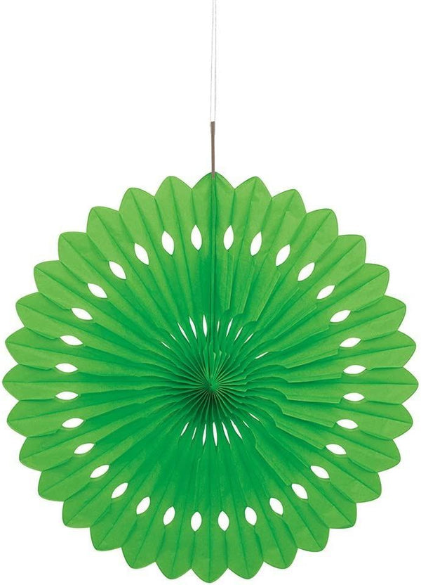 Lime Green Fan Decoration 40cm - Unique Party Accessory