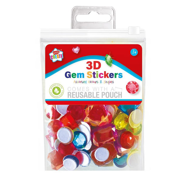 3D Gem Stickers - Kids Create Assorted Colours & Shapes