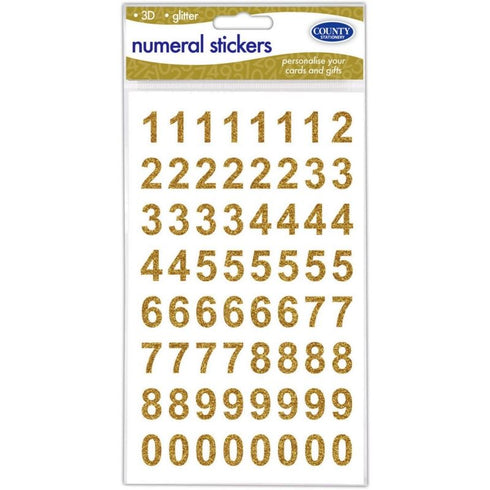 COUNTY 3D GOLD GLITTER NUMERAL STICKERS. C908