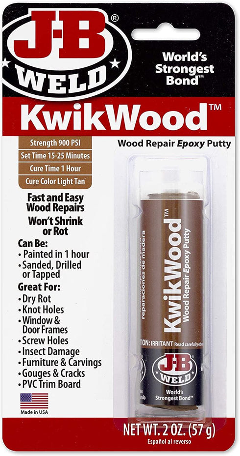 KwikWood Epoxy Putty - JB Weld 1 oz 28 g Hand-Mixable Repair