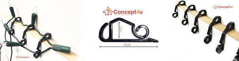 50 EXTERNAL LIGHT GUTTER HOOKS BLACK. 56477 FF04B