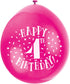 4th Birthday Balloons - Unique Party Happy Latex Multicolour 10 Pack