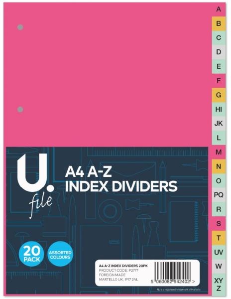 U. FILE A4 A - Z INDEX DIVIDERS. P2777