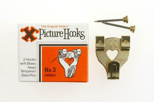 Picture Hanging Hooks - Brass Head Pins 3/Pack FS12806