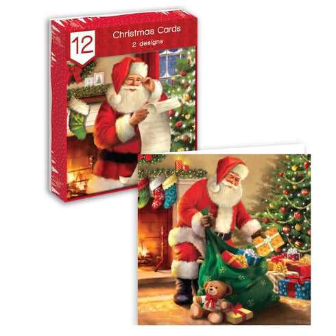 GIFTMAKER TRADITIONAL SANTA CHRISTMAS GREETINGS CARDS 10/PK. GC821