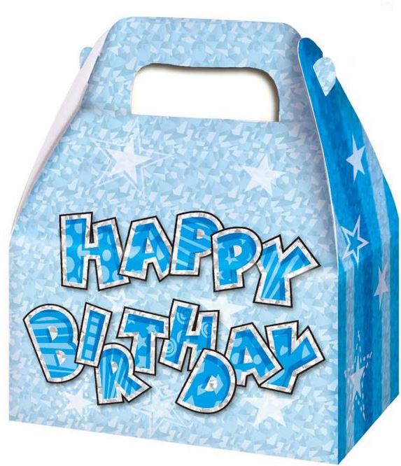 3PK HAPPY BIRTHDAY PARTY BOXES BLUE. DP08050