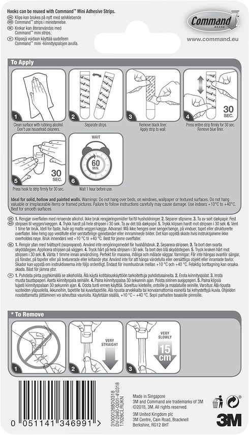 20 COMMAND CLEAR DECORATIONG CLIPS WITH CLEAR STRIPS. 17026CLR 346991
