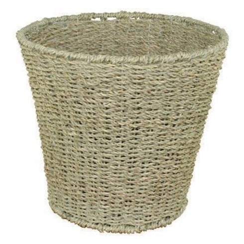 Seagrass Waste Basket - JVL Natural Round Bin 28x25cm