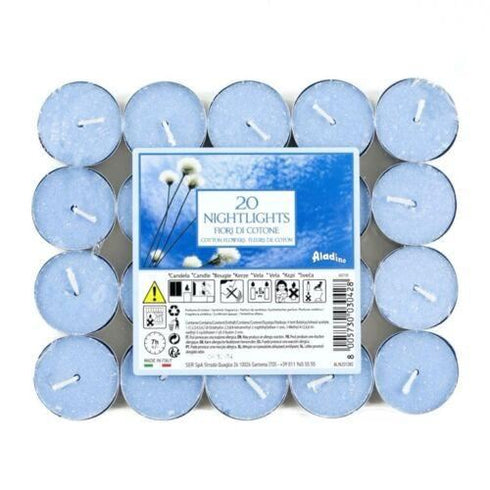 ALADINO NIGHTLIGHTS TEALIGHT CANDLE 7HRS 20/PK - COTTON FLOWERS. ALN201282