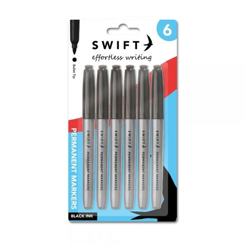 SWIFT PERMANENT MARKER BLACK 6/PK. P3108