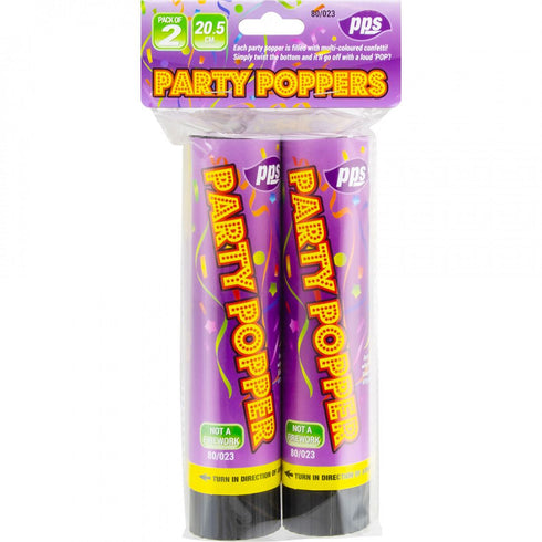 Confetti Cannon Poppers - Colorful Party Celebration 21cm 2 Pack