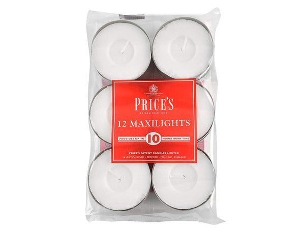 PRICES TEALIGHT MAXI CANDLE 10HRS 12/PK. TEM121228