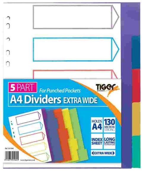 Punch Pocket Dividers - A4 EX Wide 5 Part T301064