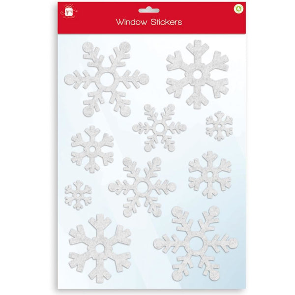 GIFTMAKER WHITE FLOCK SNOWFLAKE WINDOW STICKERS 40 X 30CM. XALGZ641