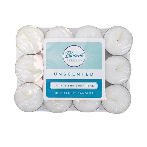 BLOOME UNSCENTED WHITE TEALIGHT CANDLE 3.5H 12/PK. OL322419