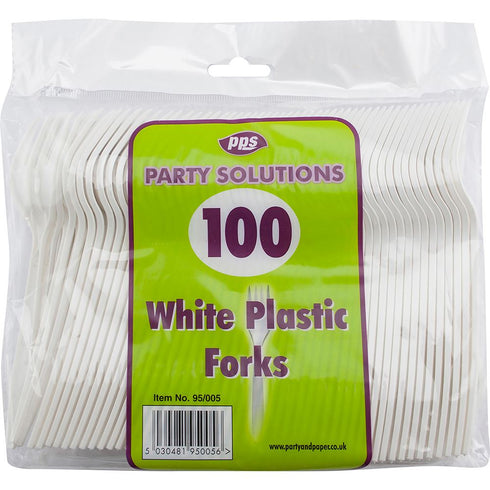 White Plastic Forks - Durable PPS95005 Cutlery Pack of 100