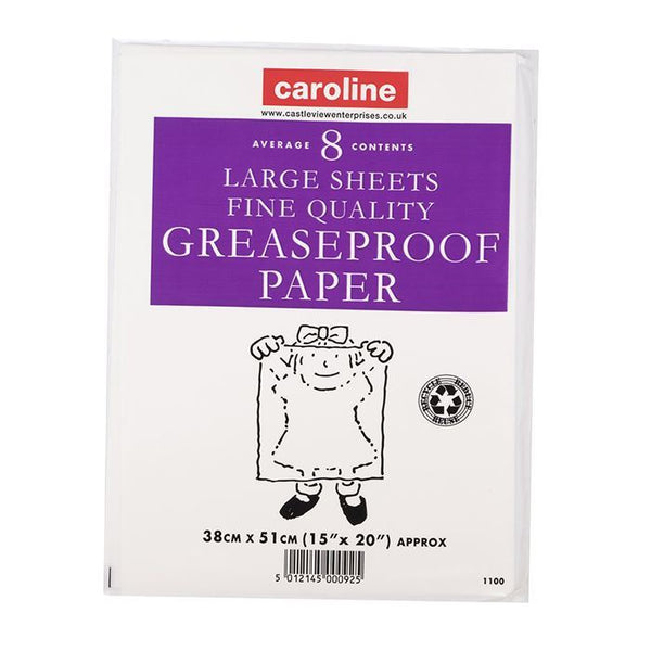 CAROLINE 8 GREASEPROOF PAPER SHEETS 15 X 20 INCH. CV1100