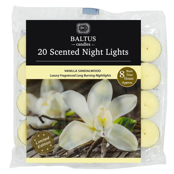 Vanilla Sandalwood Tea Lights - BALTUS 8hr 20 Pack