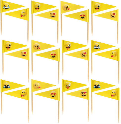 Smiley Face Food Picks - 24 PCS Food Flags for Parties X51382