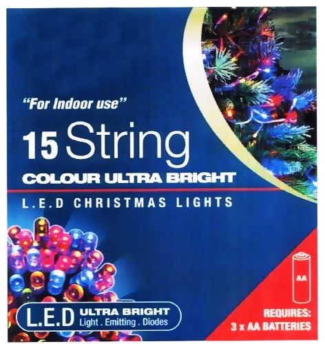 BATTERY OPERATED 15 MULTICOLOUR LED LIGHTS. BML72380