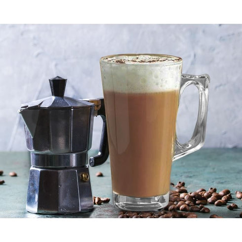 Latte Glasses Set - 2 Cafe Latte 240ml Elegant Cups RY1603