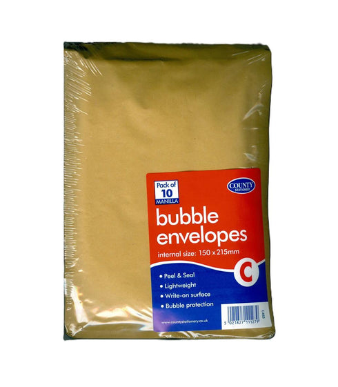 COUNTY GOLD BUBBLE ENVELOPES C 150MM X 215MM 10/PK. C483