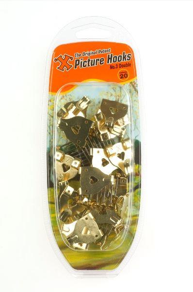 Brassed Picture Hooks - SHAW X NO. 3 Large, 20 Pack FS12888