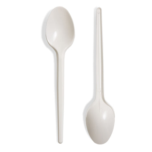Plastic Dessert Spoons - 100 Pack White Medium Duty