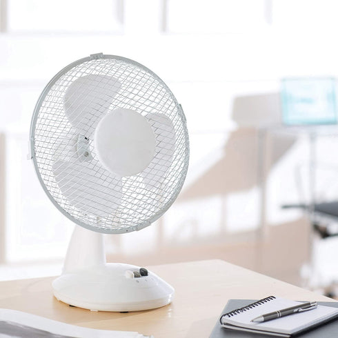 FINE ELEMENTS OSCILLATING 9 INCH DESK FAN WITH 2 SPEED SETTINGS. COL1250GE
