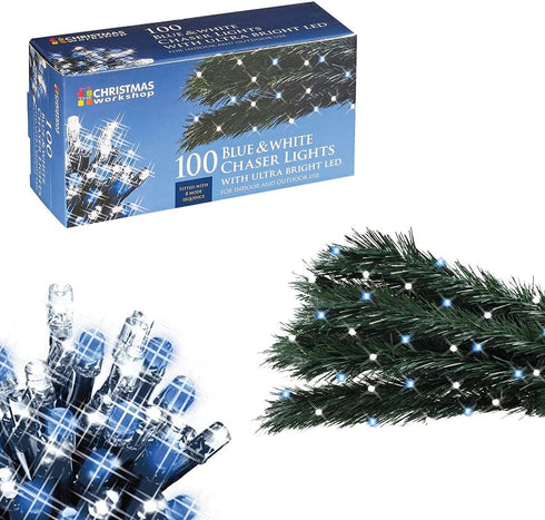 CHRISTMAS WORKSHOP CHASER LIGHTS 100 - BLUE & WHITE. BML78580