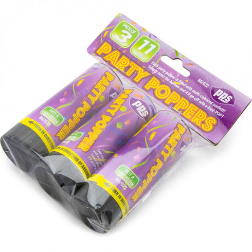 Confetti Cannon Poppers - 11cm Party Poppers 3 Pack PPS80022