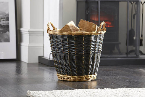 INGLENOOK ROUND WILLOW BASKET WITH LINER. FIRE165