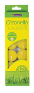 Citronella Tealights - Anti Bug Mosquito Repellent, 12 Pack