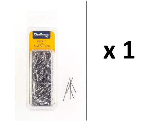 Steel Panel Pins 25mm - Challenge Bright Finish 125g FS40223