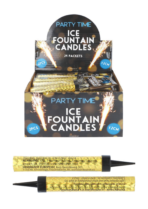 Gold Fountain Candles - Pack of 2, 12cm | X39123