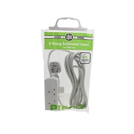 Extension Lead 5m - PIFCO 2 Gang 13A Power Solution
