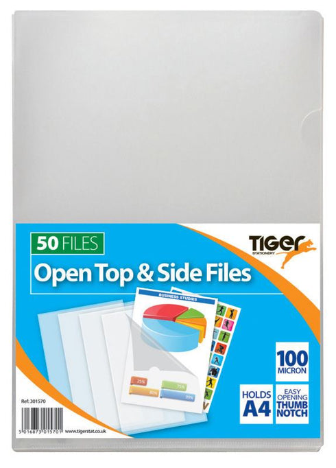 Slide Clear Files - TIGER OPEN TOP 50 Pack T301570