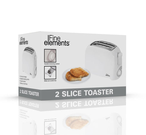 Efficient 2 Slice Toaster - FINE ELEMENT 200W White SDA1008DAD