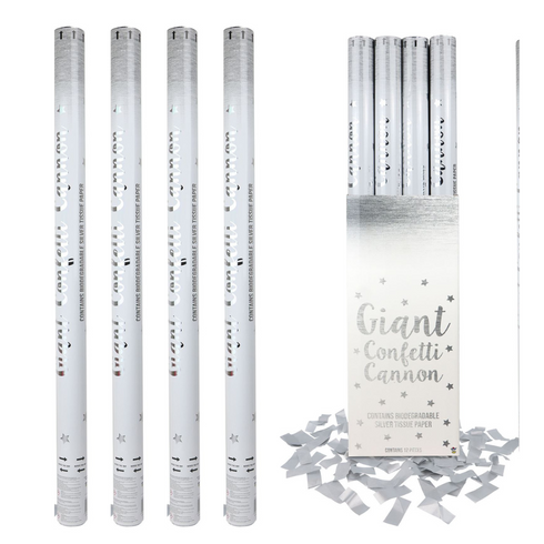 PARTY CANNON CONFETTI SHOOTERS 80CM - SILVER. X38722