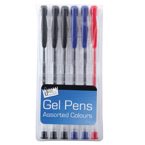 Gel Pens Set - 6 Pack Blue, Red, Black | T1225 Writing Essentials