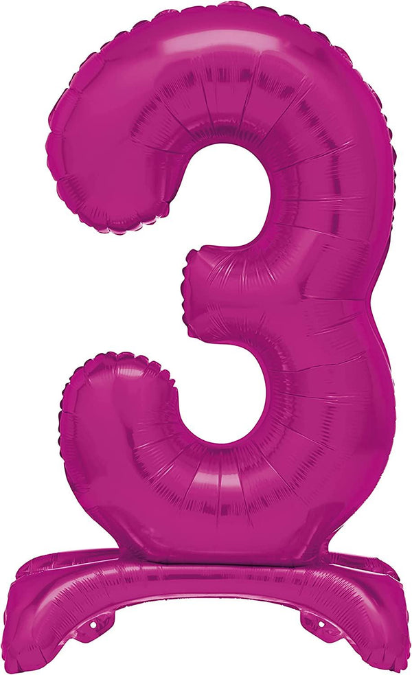 Giant Number 3 Balloon - 76cm Hot Pink Foil Decoration | UNI12873