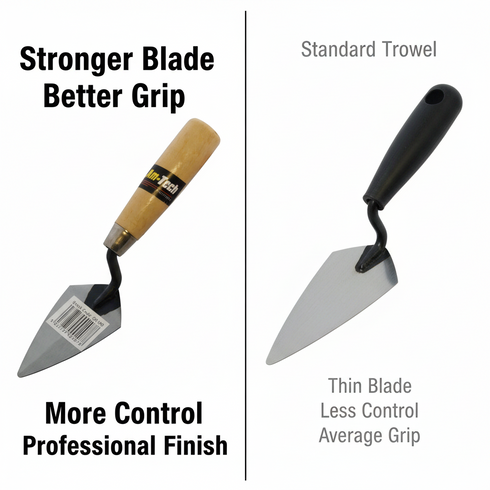 AM-TECH 4" POINTING TROWEL WITH WOODEN HANDLE. G0100