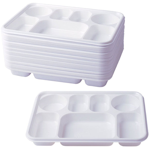 Plastic Dinner Plates - Heavy Duty 7 Compartment, 50 Pack DD9702