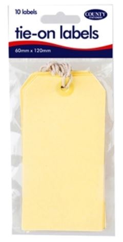 Manila Tie On Labels - COUNTY 10 Pack C158 Secure Tagging