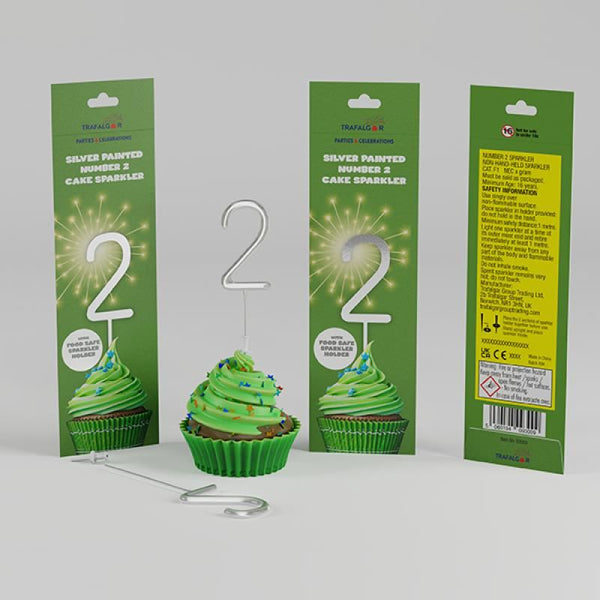 TRAFALGAR SILVER PAINTED CAKE SPARKLER - NO 2. CR-93009