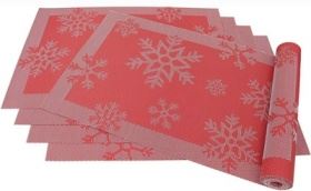 30 X 45 CM RED XMAS PALCEMATS SNOWFLAKE. XMR0830S