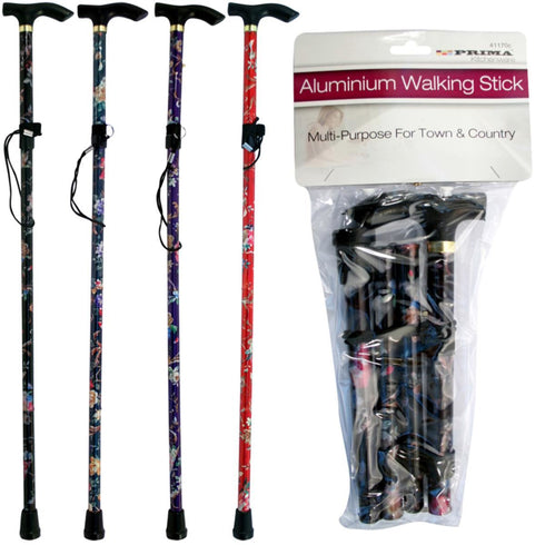 PRIMA ASSORTED FLORAL FOLDING ADJUSTABLE WALKING STICK. 41170C