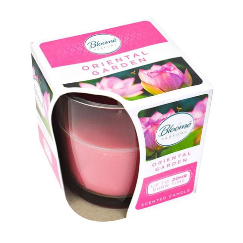 BLOOME SCENTED GLASS JAR CANDLE 20H - ORIENTAL GARDEN. OL322082